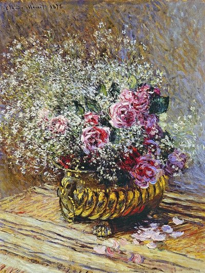 Roses in a Copper Vase by Claude Monet